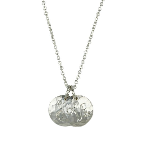 Sterling Silver "E" and "V" Initial Pendant Necklace with Diamonds