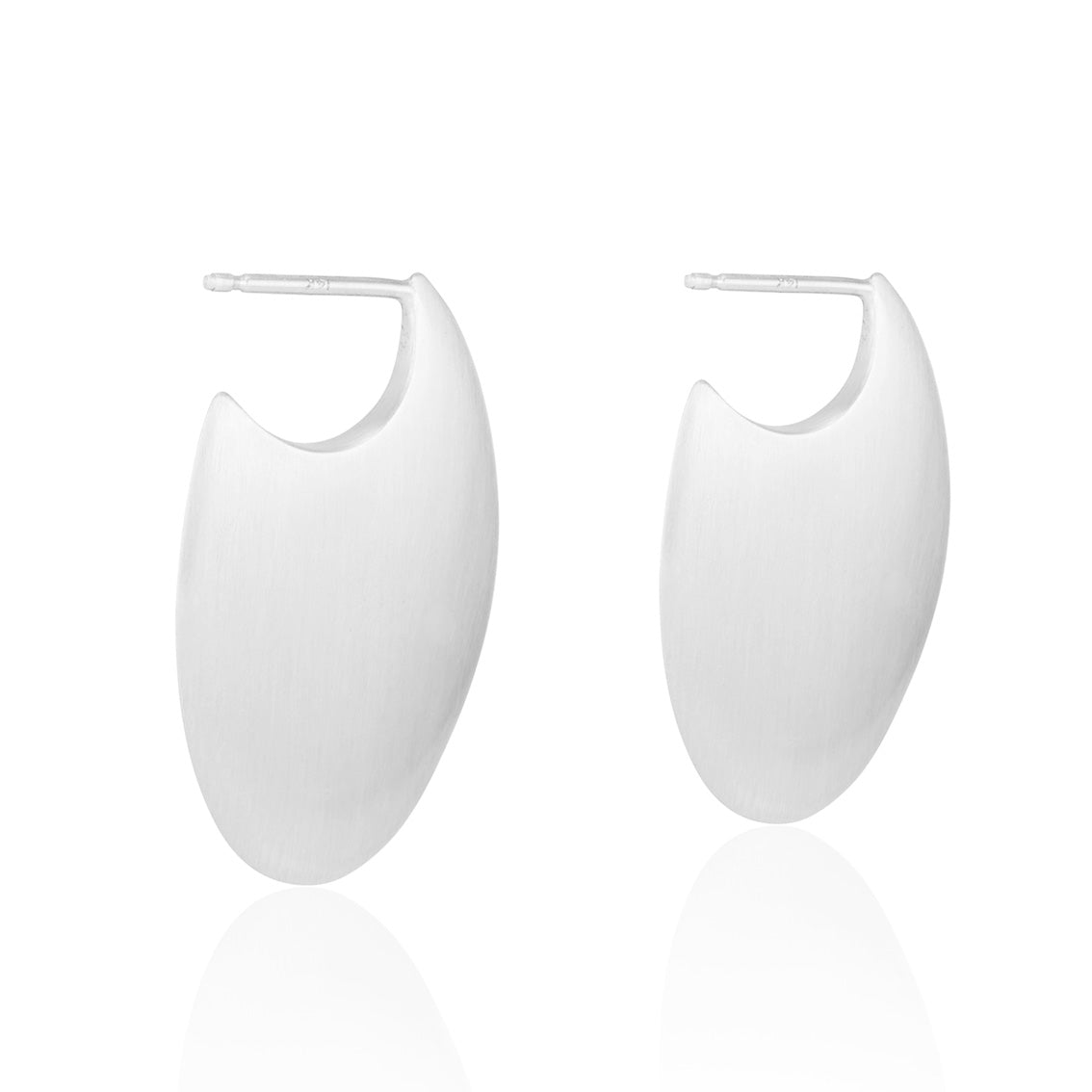 Sterling Silver Elongated Oval Flat Profile "Uhara" Hoop Earrings - Peridot Fine Jewelry - dan-yell