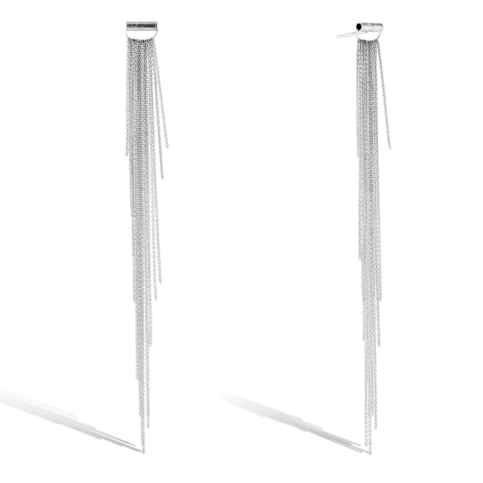 Sarah Macfadden "Swimsuit" Sterling Silver Multi-Length Draping Chain Earrings