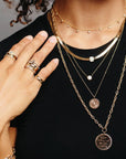 "Tiny Bar" Necklace with "Sunbeam Medallion" Pendant - Peridot Fine Jewelry - Zoe Chicco