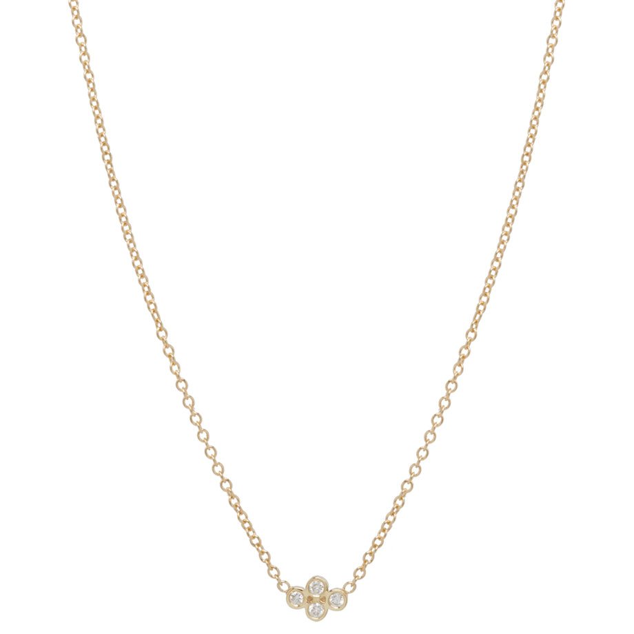 Zoe Chicco Tiny Diamond Quad Necklace on Gold Chain