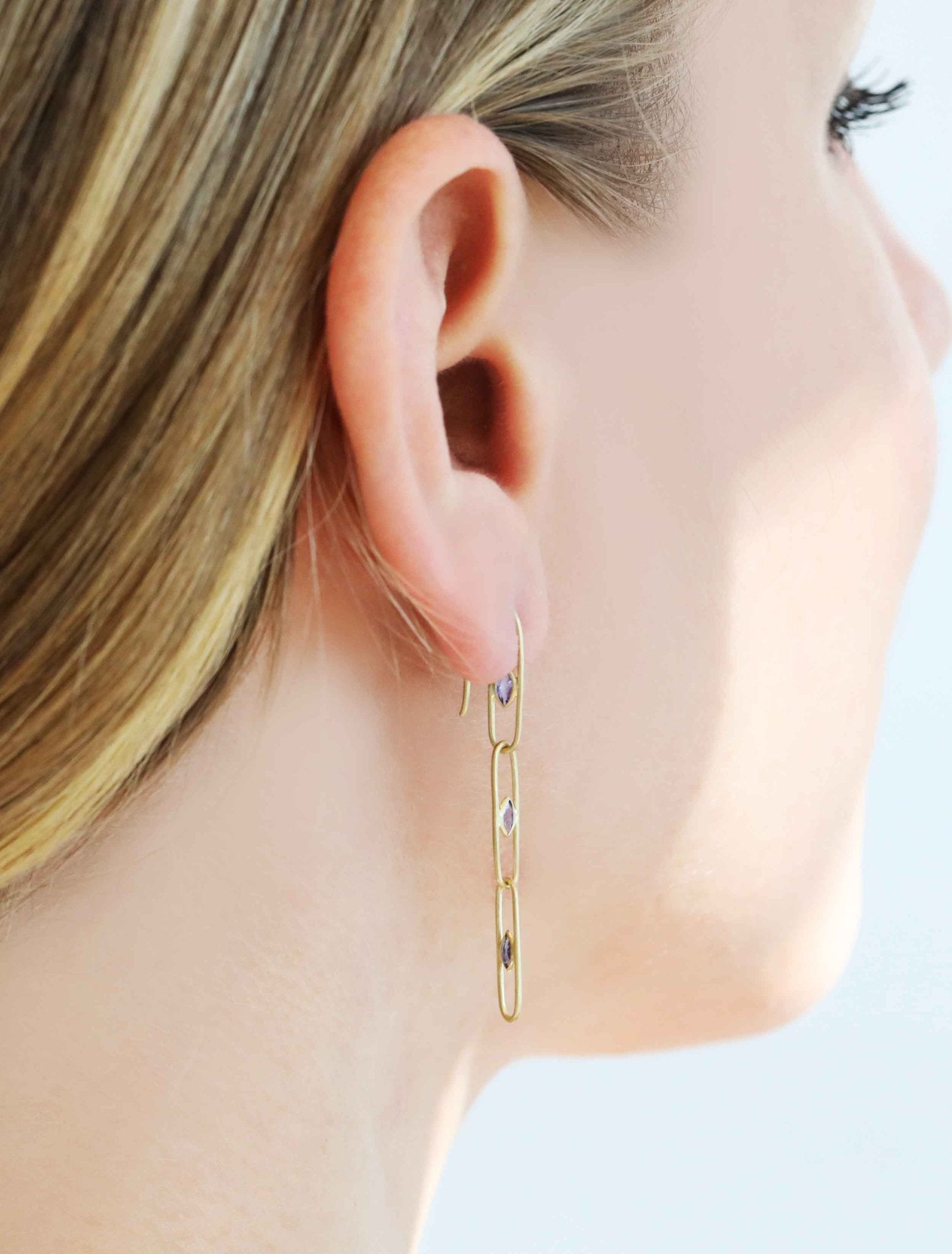 Triple Gold & Bezel-Set Tanzanite "Gemclip" Earrings