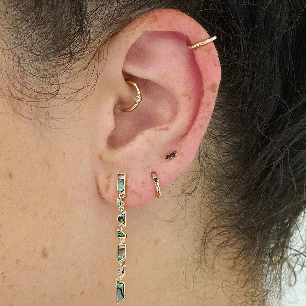 Triple Inverted Black Diamond Flatback Stud - Peridot Fine Jewelry - Metier by Tomfoolery