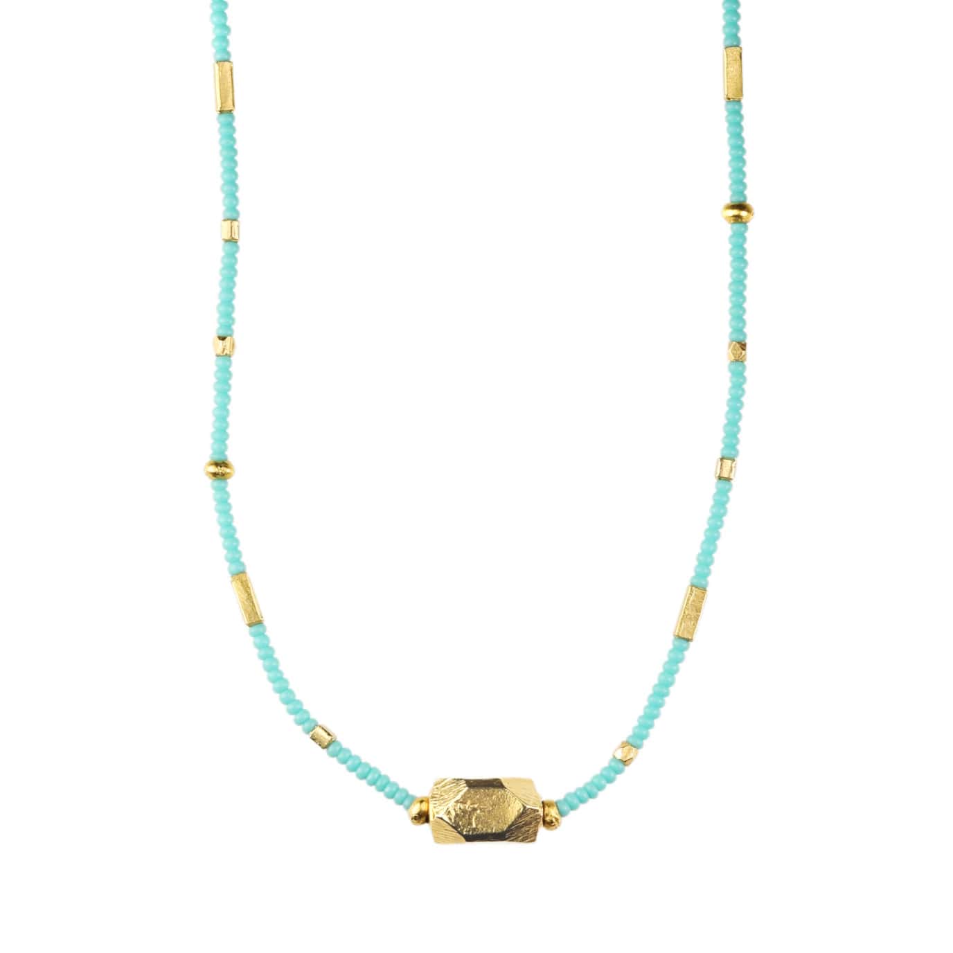 Gold Filled Clasp Vermeil Bead Turquoise Beaded Necklace