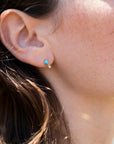 Teardrop Turquoise Studs with Diamond Detail