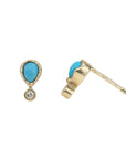 Teardrop Turquoise Studs with Diamond Detail
