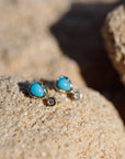 Teardrop Turquoise Studs with Diamond Detail