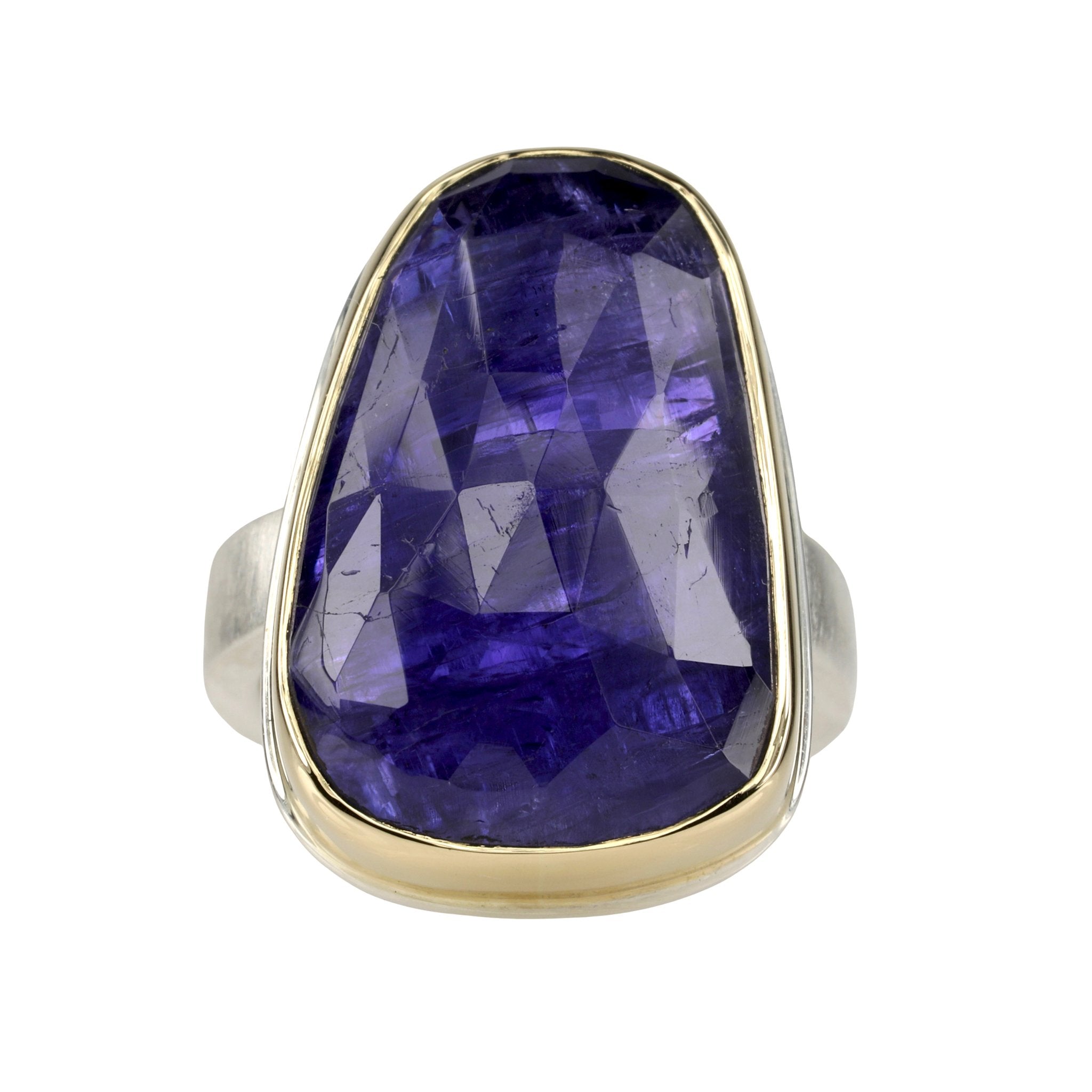Vertical Asymmetrical Rose Cut Tanzanite Ring