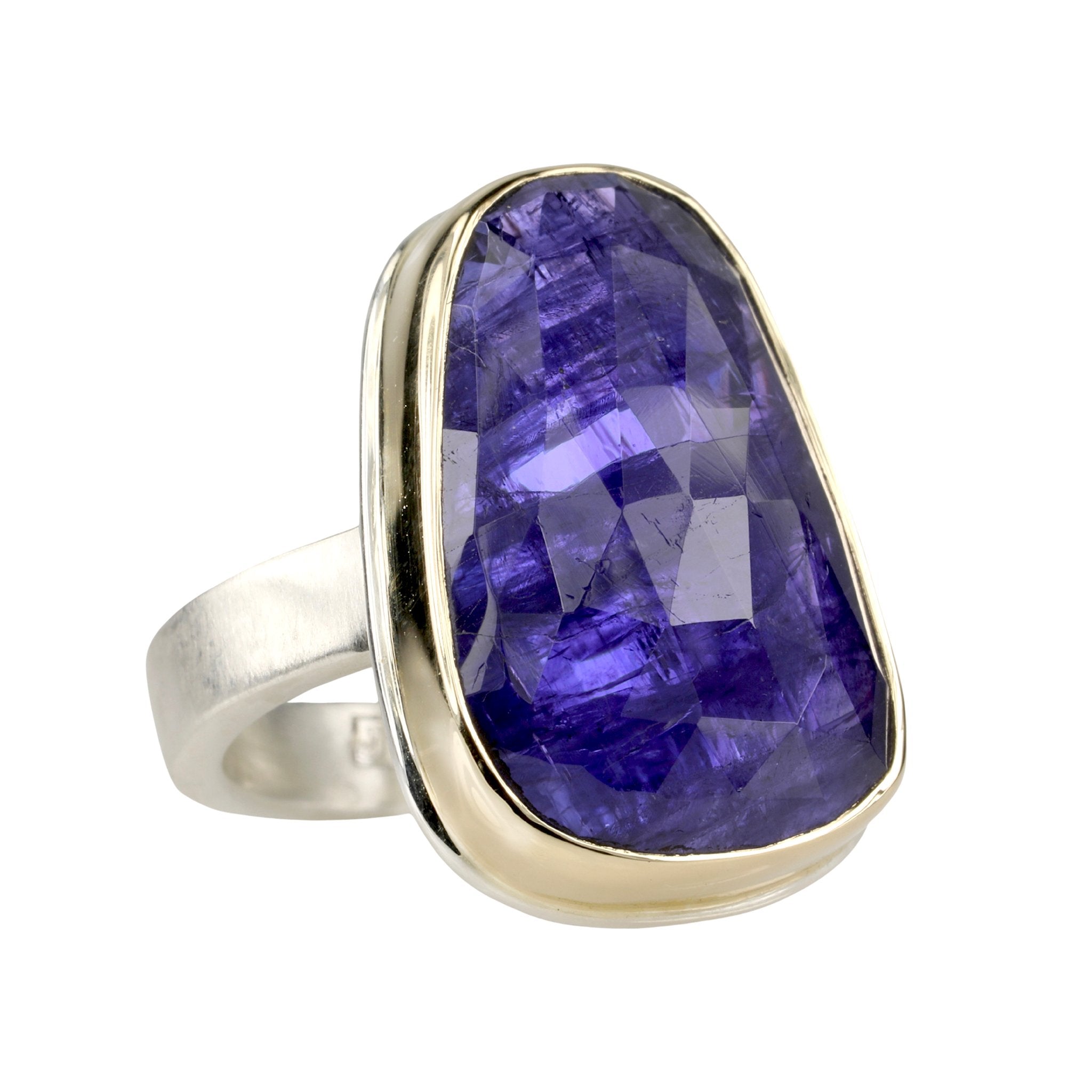 Vertical Asymmetrical Rose Cut Tanzanite Ring
