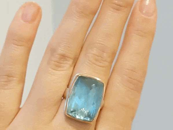 Vertical Rectangular Inverted Aquamarine Ring