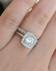 White Gold Double Row Half Pave Diamond Ring