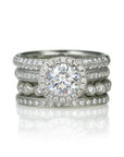 White Gold Double Row Half Pave Diamond Ring