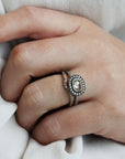 White Gold "Sparkle Curve" Ring with Pave Diamonds - Peridot Fine Jewelry - Annie Fensterstock