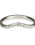 Annie Fensterstock White Gold "Sparkle Curve" Ring with Pave Diamonds