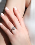 Annie Fensterstock White Gold "Sparkle Curve" Ring with Pave Diamonds