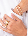 18K Gold Oval Hinged Bangle Bracelet with Single Row of Pave Diamonds - size MEDIUM