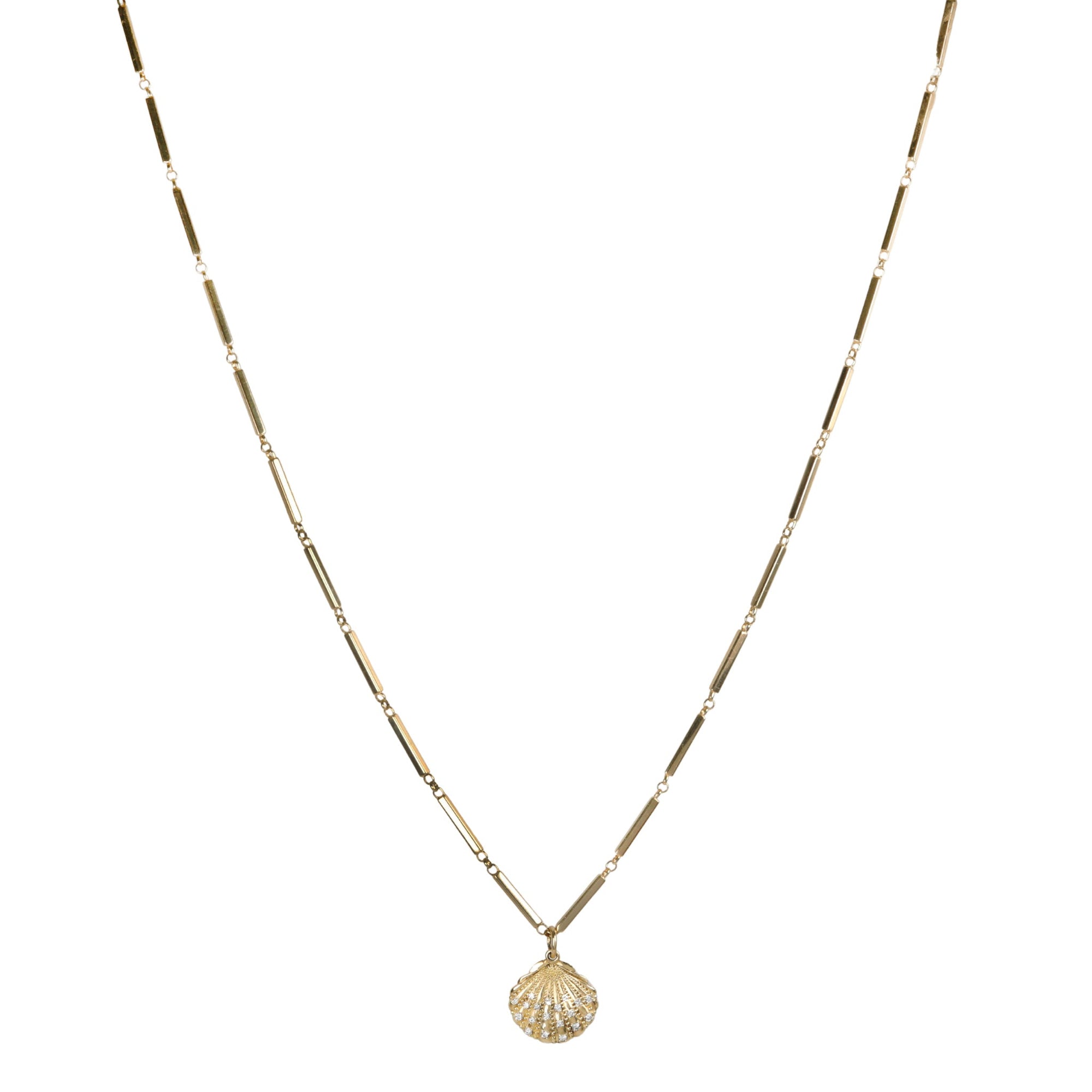 10K &amp; Diamond Seashell Pendant - Peridot Fine Jewelry - Zahava