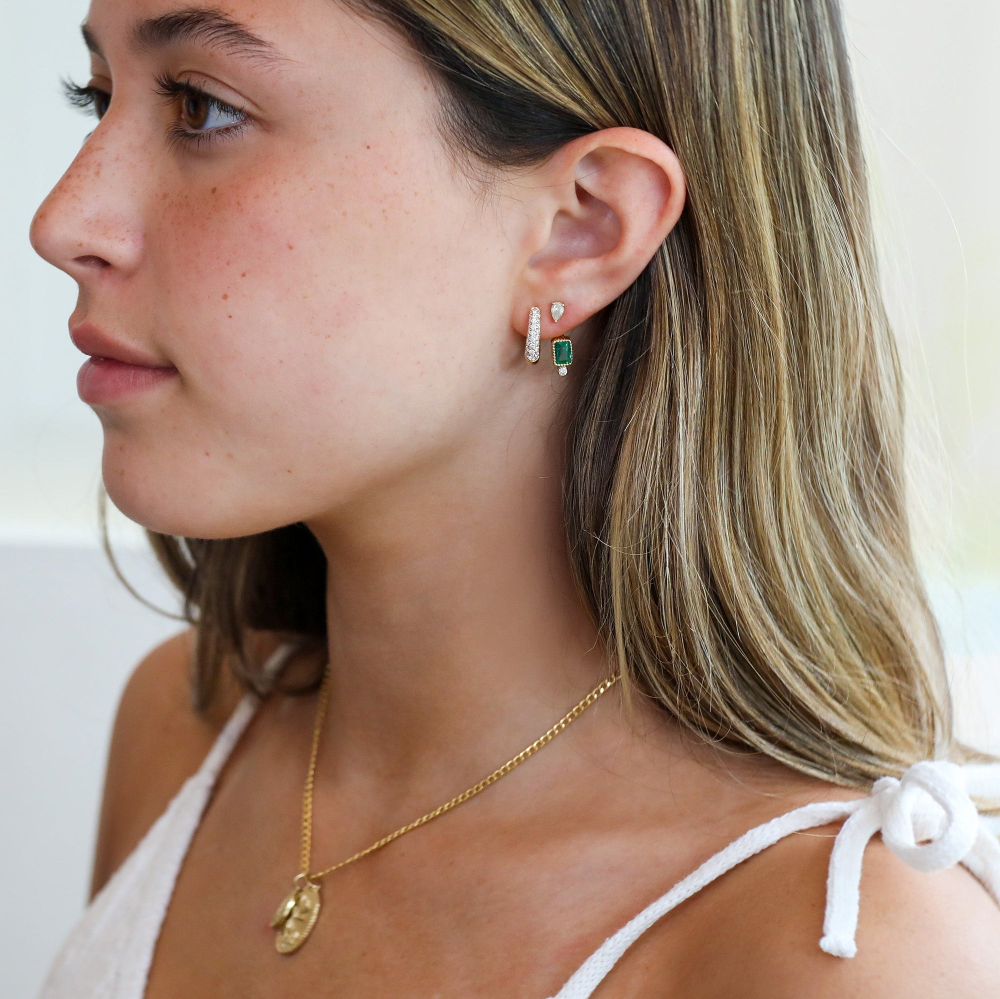 10K Gold and Emerald &quot;Eva&quot; Emerald Earring Jacket - Peridot Fine Jewelry - Zahava