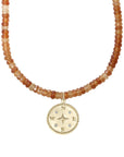 10K Gold Compass Pendant on Hessonite Beaded Necklace - Peridot Fine Jewelry - Zahava