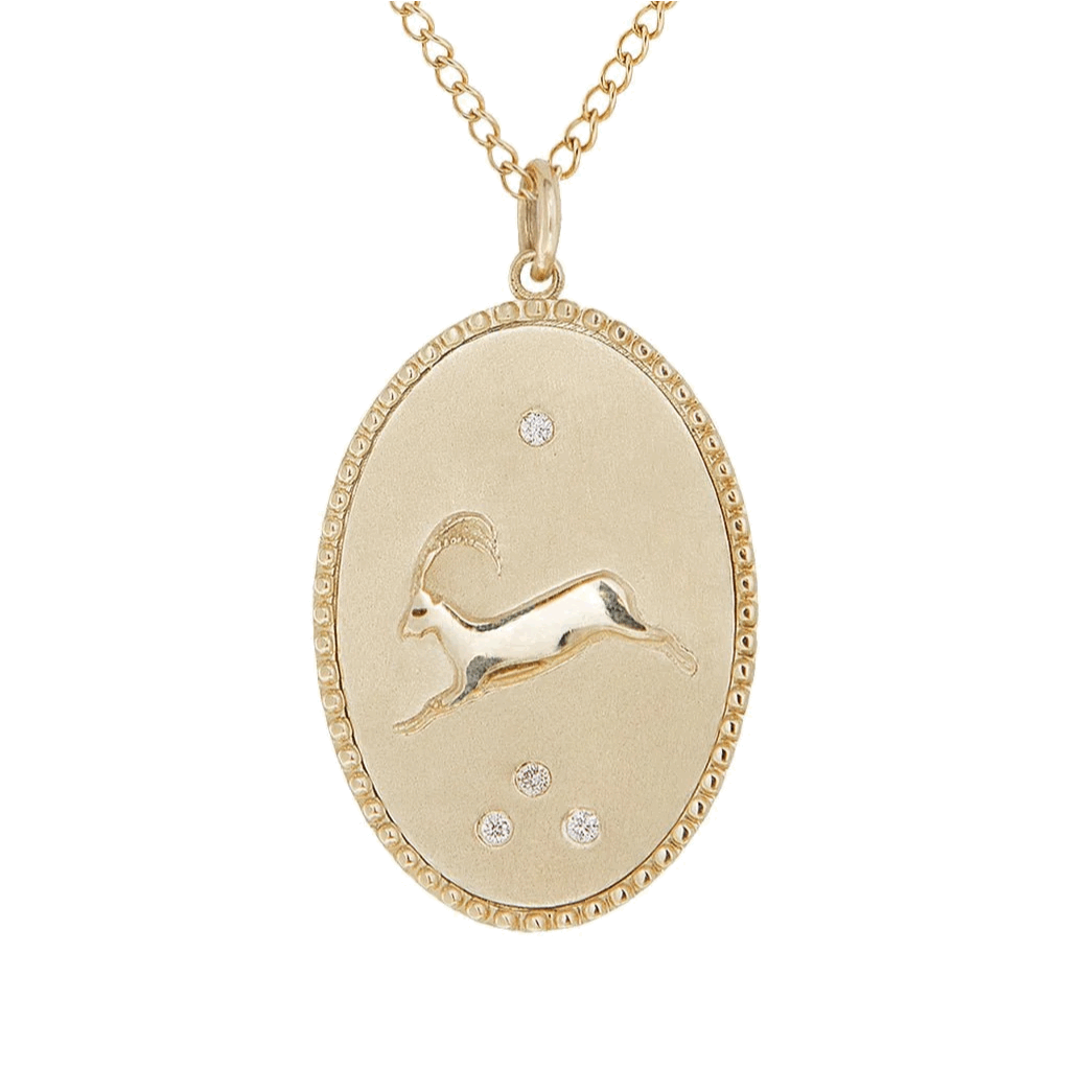 10K Gold Large &quot;Ibex&quot; Necklace with Diamond Detail - Peridot Fine Jewelry - Zahava