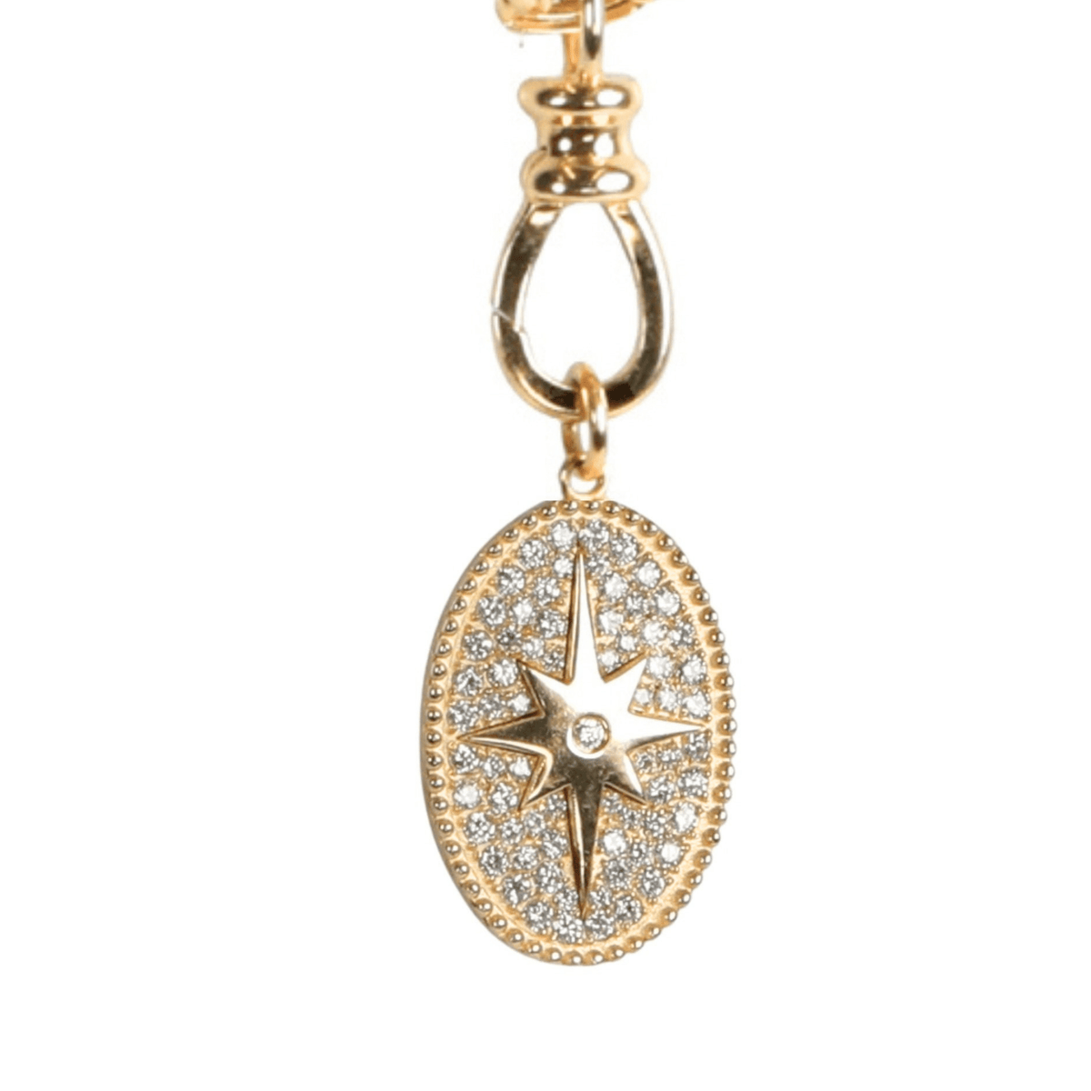 10K Gold Medium "Star" Pendant with Scattered Pave Diamond Inlay - Peridot Fine Jewelry - Zahava