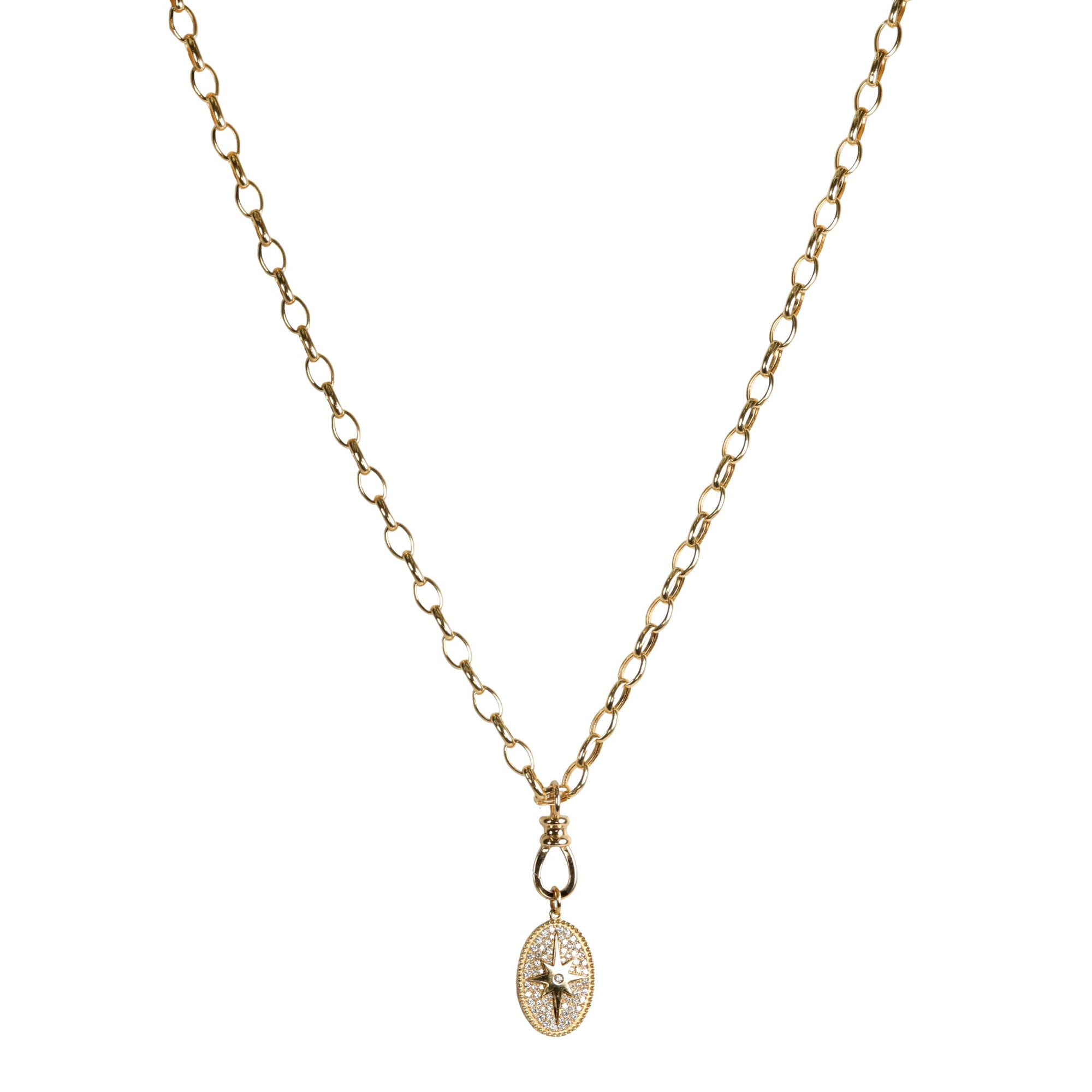 10K Gold Medium "Star" Pendant with Scattered Pave Diamond Inlay - Peridot Fine Jewelry - Zahava