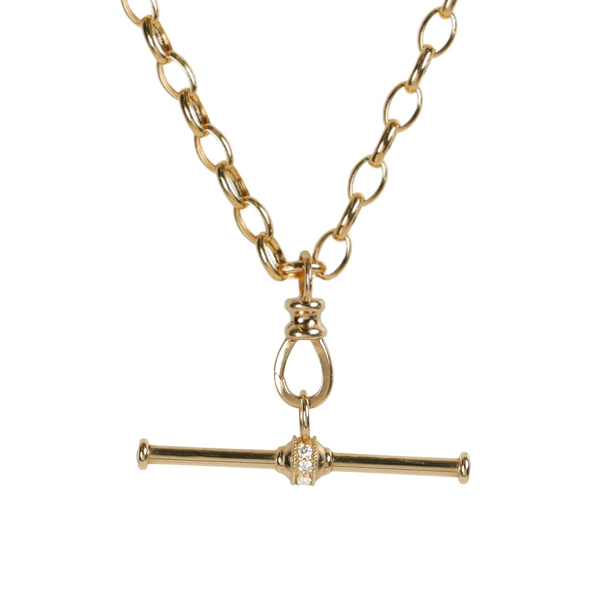 10K Gold "Mega" Equilibrium T - Bar Pendant with Diamonds - Peridot Fine Jewelry - Zahava