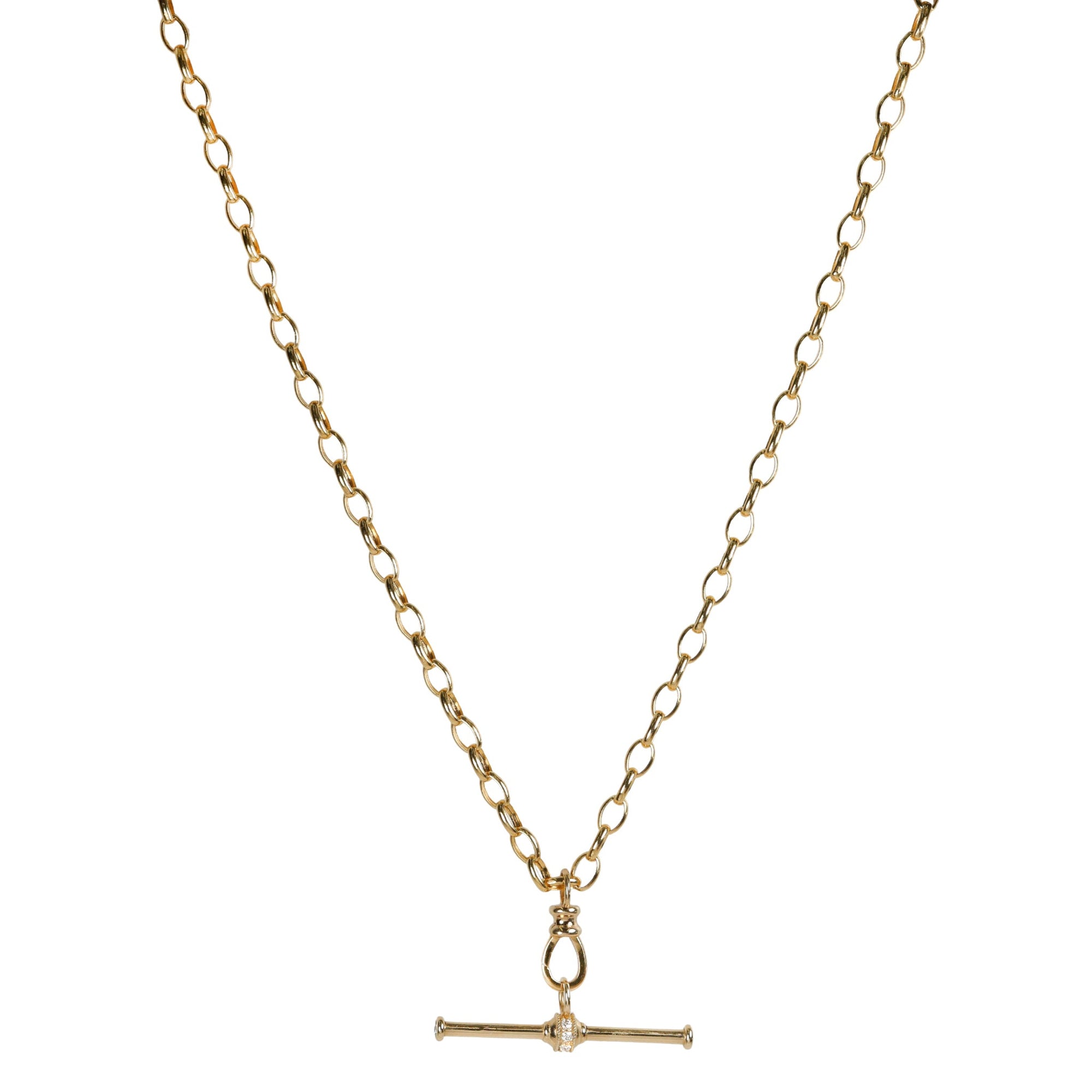 10K Gold "Mega" Equilibrium T - Bar Pendant with Diamonds - Peridot Fine Jewelry - Zahava