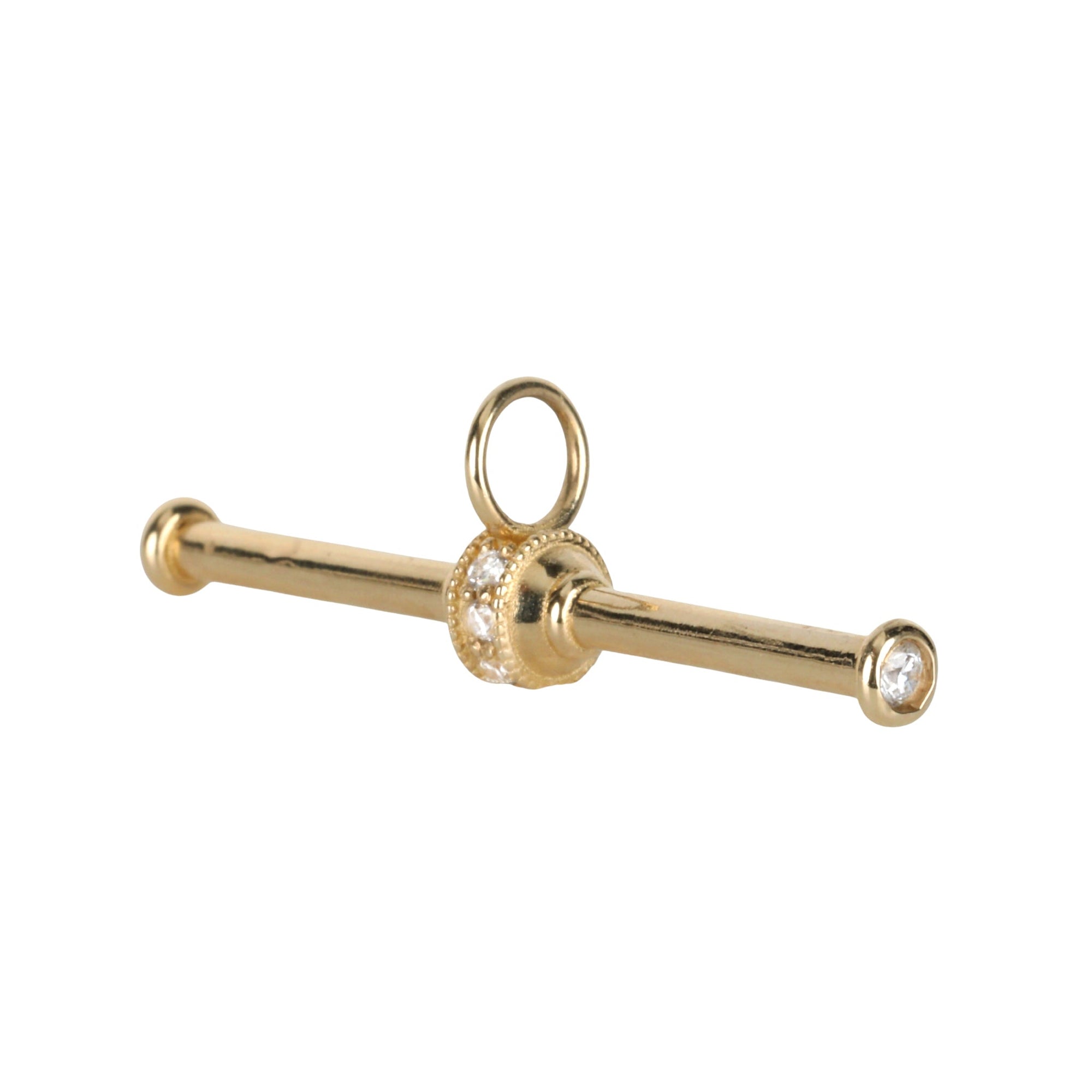 10K Gold "Mega" Equilibrium T - Bar Pendant with Diamonds - Peridot Fine Jewelry - Zahava
