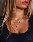10K Gold "Mega" Equilibrium T - Bar Pendant with Diamonds - Peridot Fine Jewelry - Zahava