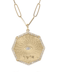 10K Gold Octagon "Bliss" Pendant with Pave Diamond Border - Peridot Fine Jewelry - Zahava
