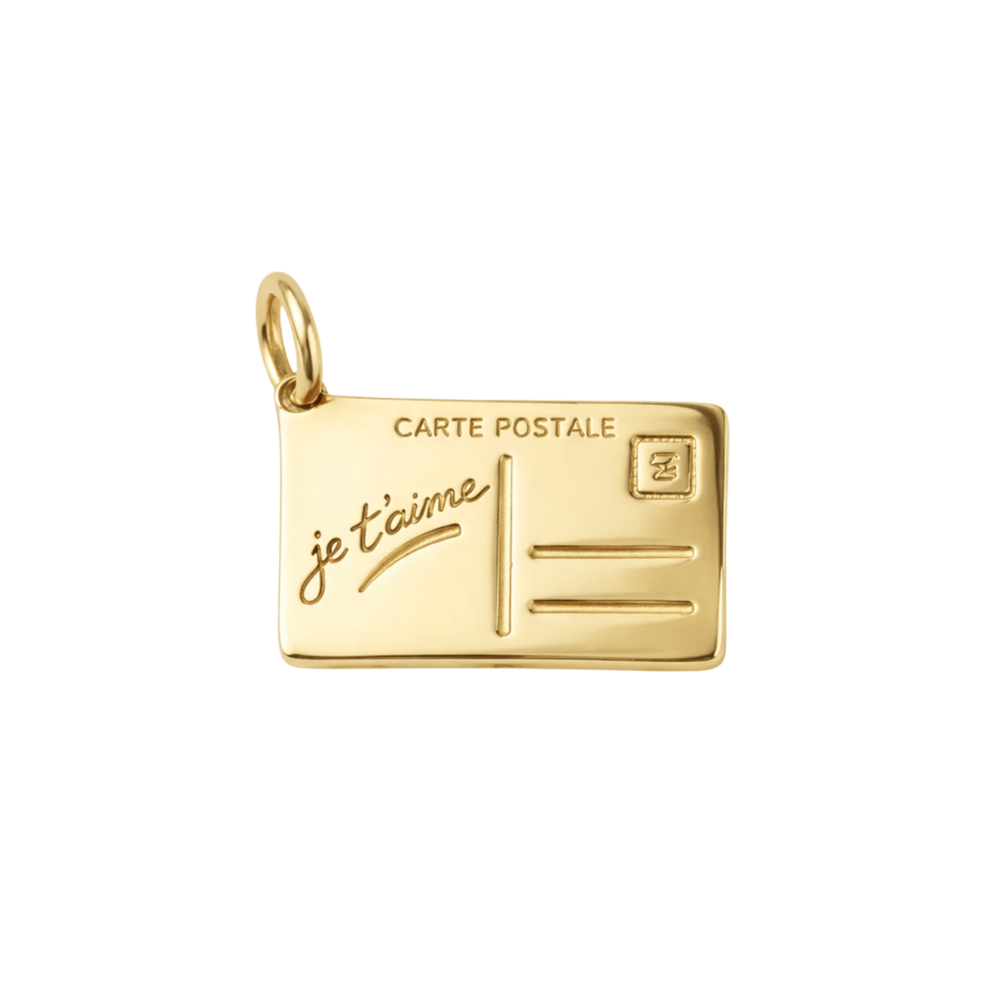 10K Gold "Postcard" Charm with "Je T'aime" Engraving - Peridot Fine Jewelry - Zahava