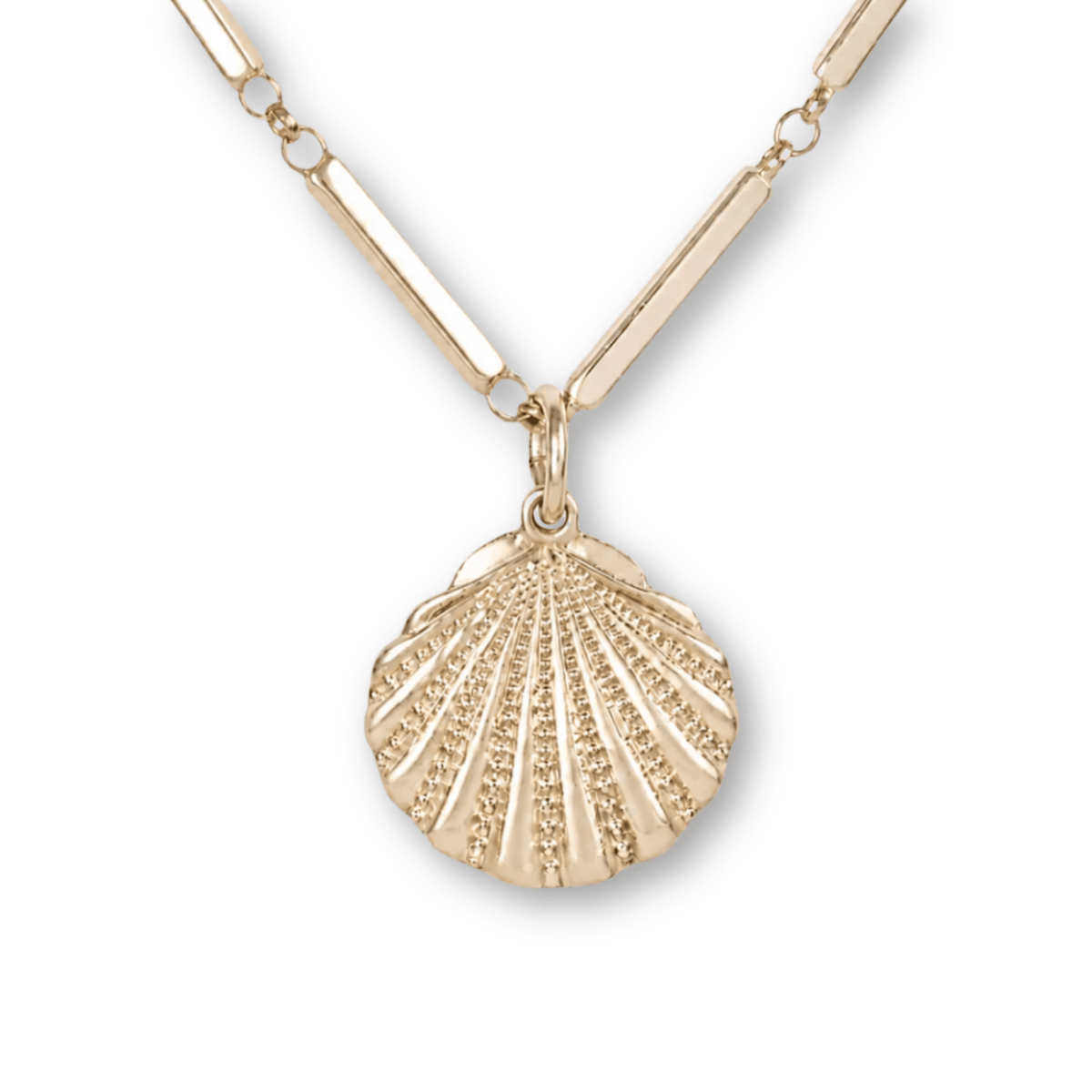 10K "Ischia" Seashell Pendant with Milgrain Details - Peridot Fine Jewelry - Zahava
