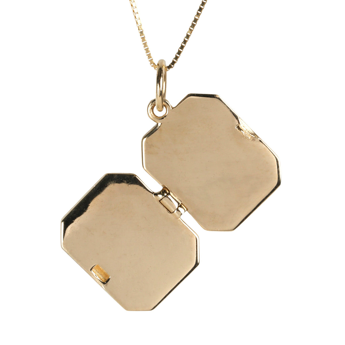 10K "Lola" Square Locket with Sapphire &amp; Starburst Engraving - Peridot Fine Jewelry - Zahava