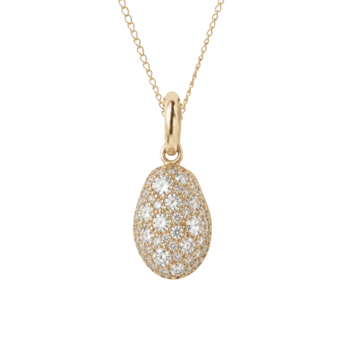 10K & Mixed Pave Diamond Mini "Carob Bean" Pendant - Peridot Fine Jewelry - Zahava