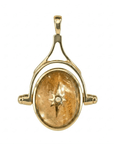 10K Oval Rutilated Quartz Spinning Pendant with Star Overlay - Peridot Fine Jewelry - Zahava