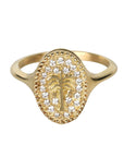 10K Scattered Pave Diamond "Date Palm Tree" Signet Ring - Peridot Fine Jewelry - Zahava