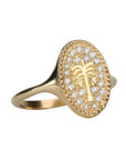 10K Scattered Pave Diamond "Date Palm Tree" Signet Ring - Peridot Fine Jewelry - Zahava