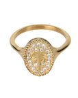 10K Scattered Pave Diamond "Date Palm Tree" Signet Ring - Peridot Fine Jewelry - Zahava