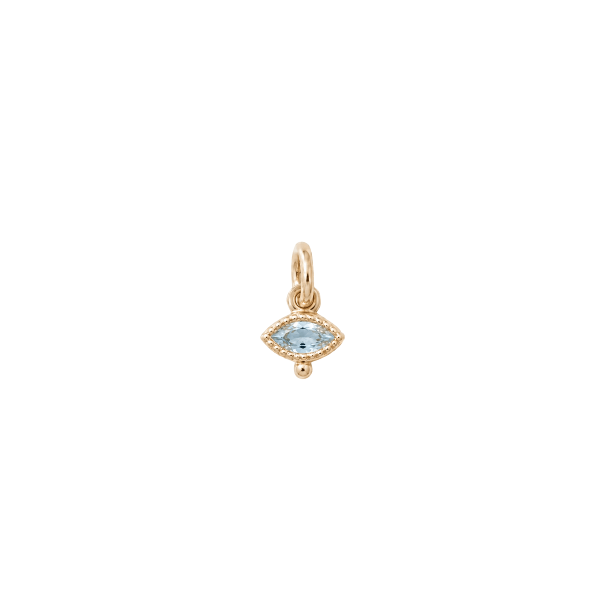 10K "Tiniest Totem" Marquise Aquamarine Talisman Charm - Peridot Fine Jewelry - Zahava