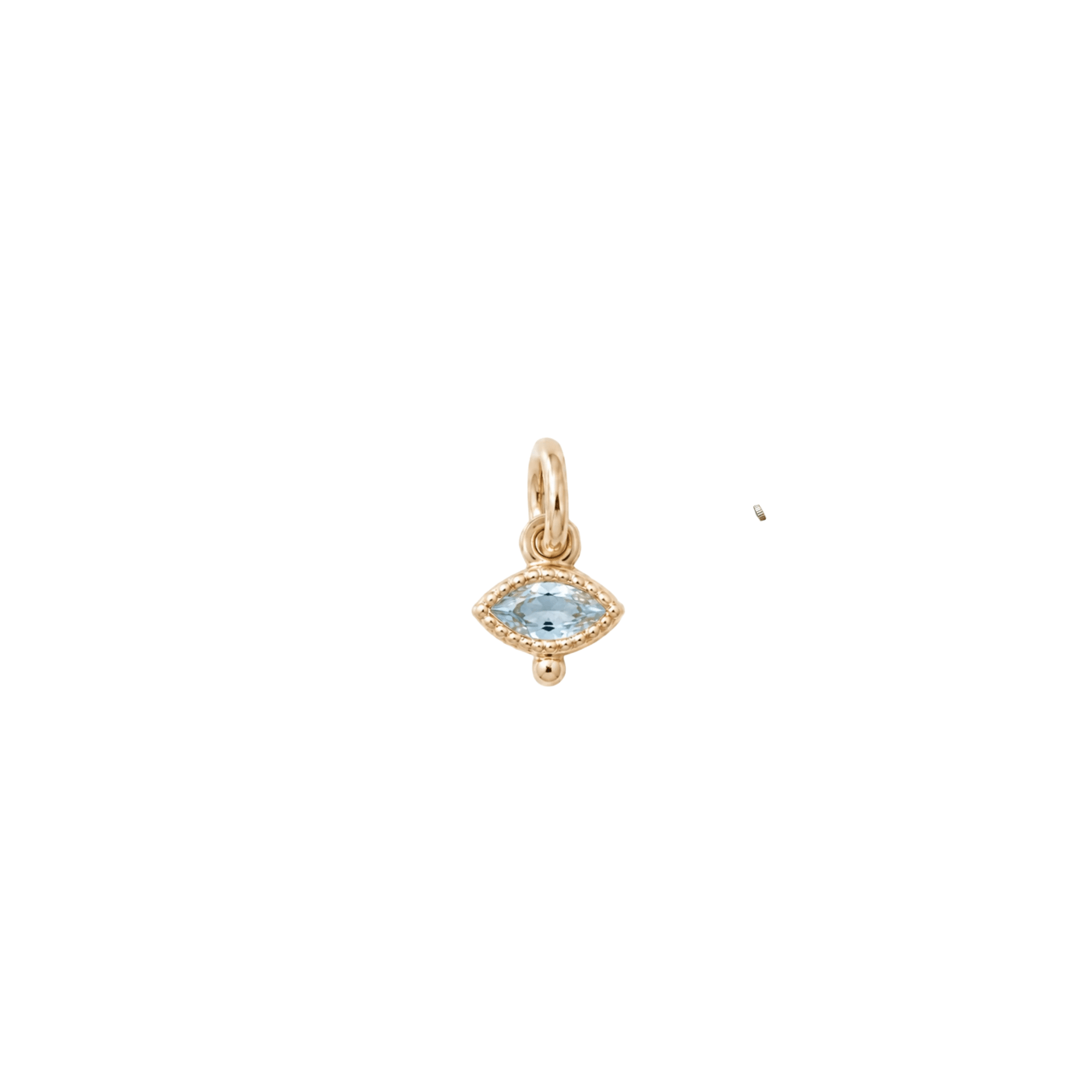10K Tiny Marquise Aquamarine Talisman Charm - Peridot Fine Jewelry - Zahava