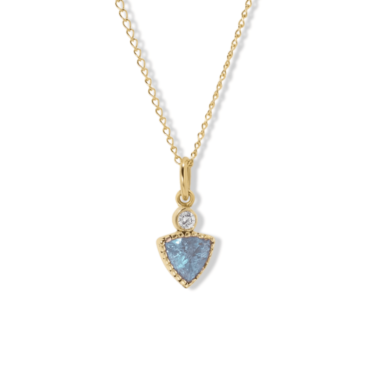 10K Trillion - Shaped Aquamarine "Tatiana" Charm with Diamond - Peridot Fine Jewelry - Zahava