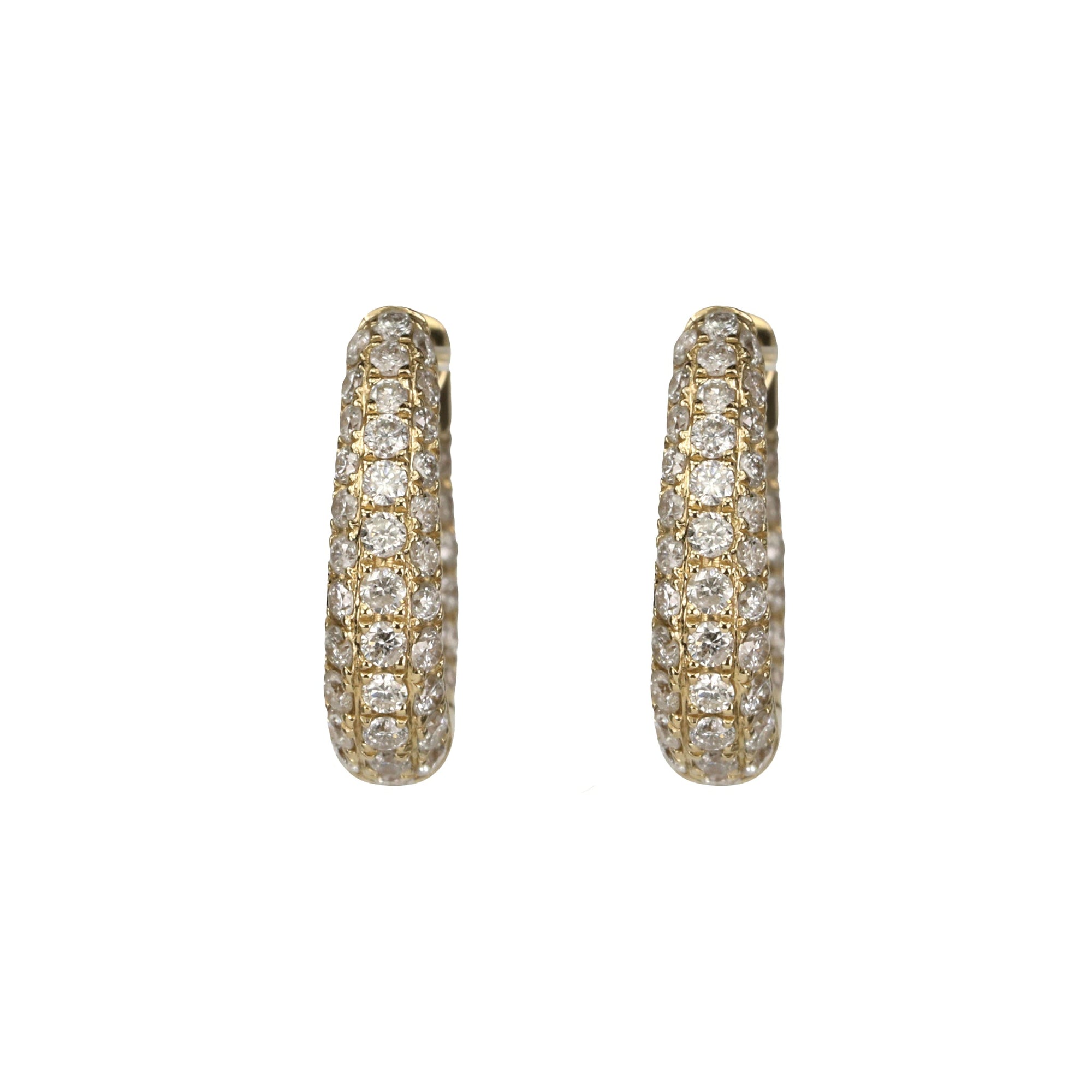 14 Karat Yellow Gold Three Row Pave &quot;Inside Out&quot; Diamond Oval Mini Hoops - Peridot Fine Jewelry - Jacquie Aiche