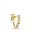 14K & 5 Diamond "Tennis Style" Earring with Drop Chain to Back - Peridot Fine Jewelry - Zoe Chicco