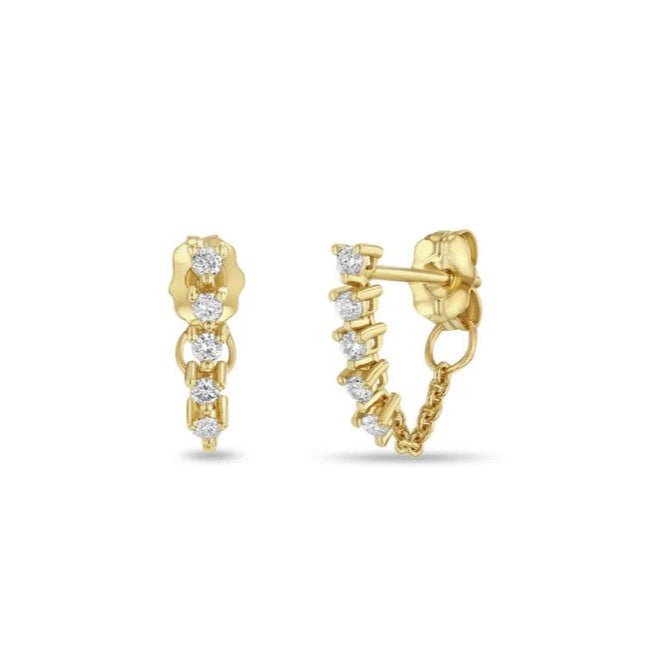 14K &amp; 5 Diamond &quot;Tennis Style&quot; Earrings - Peridot Fine Jewelry - Zoe Chicco