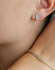 14K & Aquamarine "Jellyfish" Stud Earrings with Diamond Dangles - Peridot Fine Jewelry - Celine Daoust