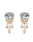14K & Aquamarine "Jellyfish" Stud Earrings with Diamond Dangles - Peridot Fine Jewelry - Celine Daoust