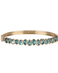 14K "Articulated" Multi Blue-Green Tourmaline Hinged Bangle Bracelet - Peridot Fine Jewelry - Celine Daoust