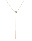 14K Bezel - Set Green Tourmaline Lariat Bar Necklace with Diamond Details - Peridot Fine Jewelry - Celine Daoust