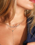 14K Bezel-Set Green Tourmaline Lariat Bar Necklace with Diamond Details - Peridot Fine Jewelry - Celine Daoust